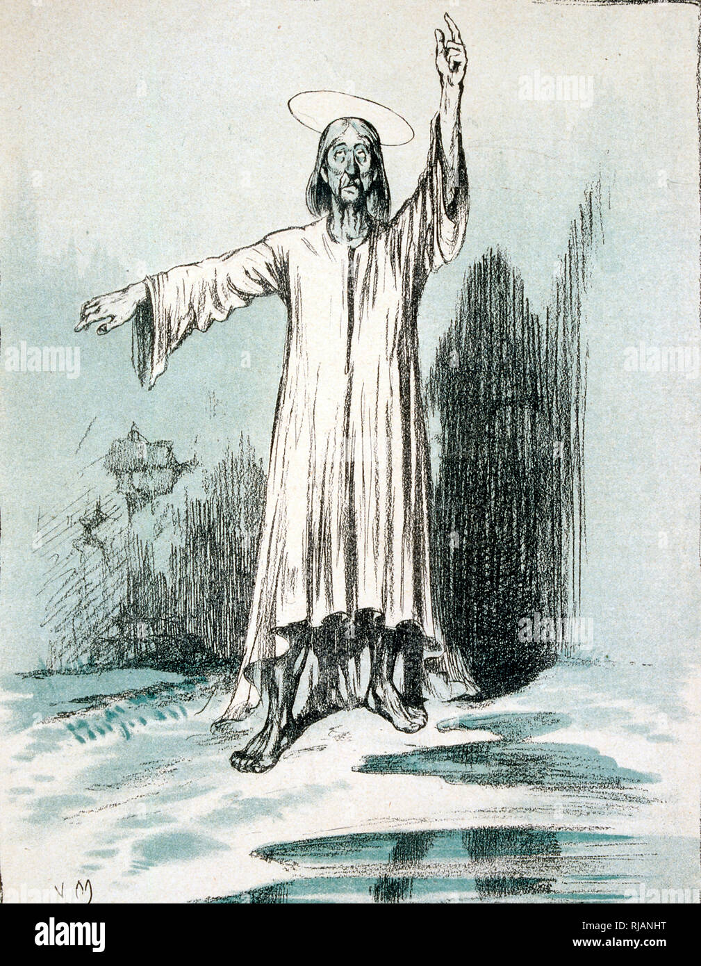 Jesus with halo. French illustration 1890 Stock Photo