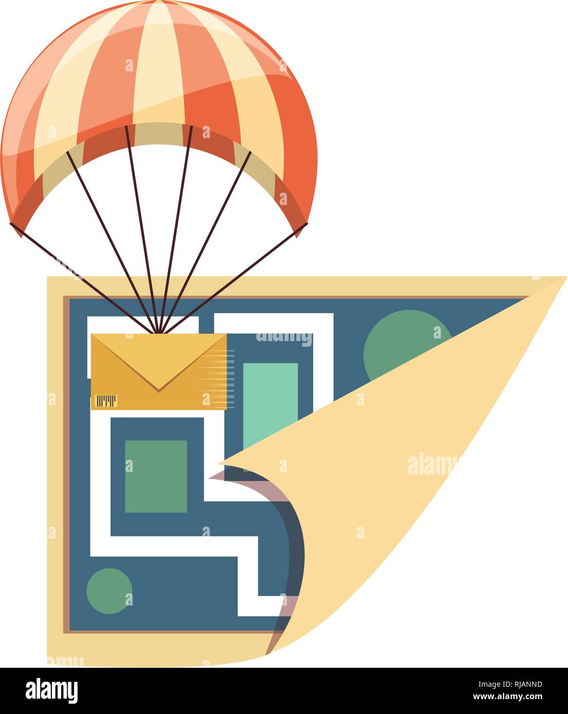parachute flying with envelope delivery service vector illustration design Stock Vector