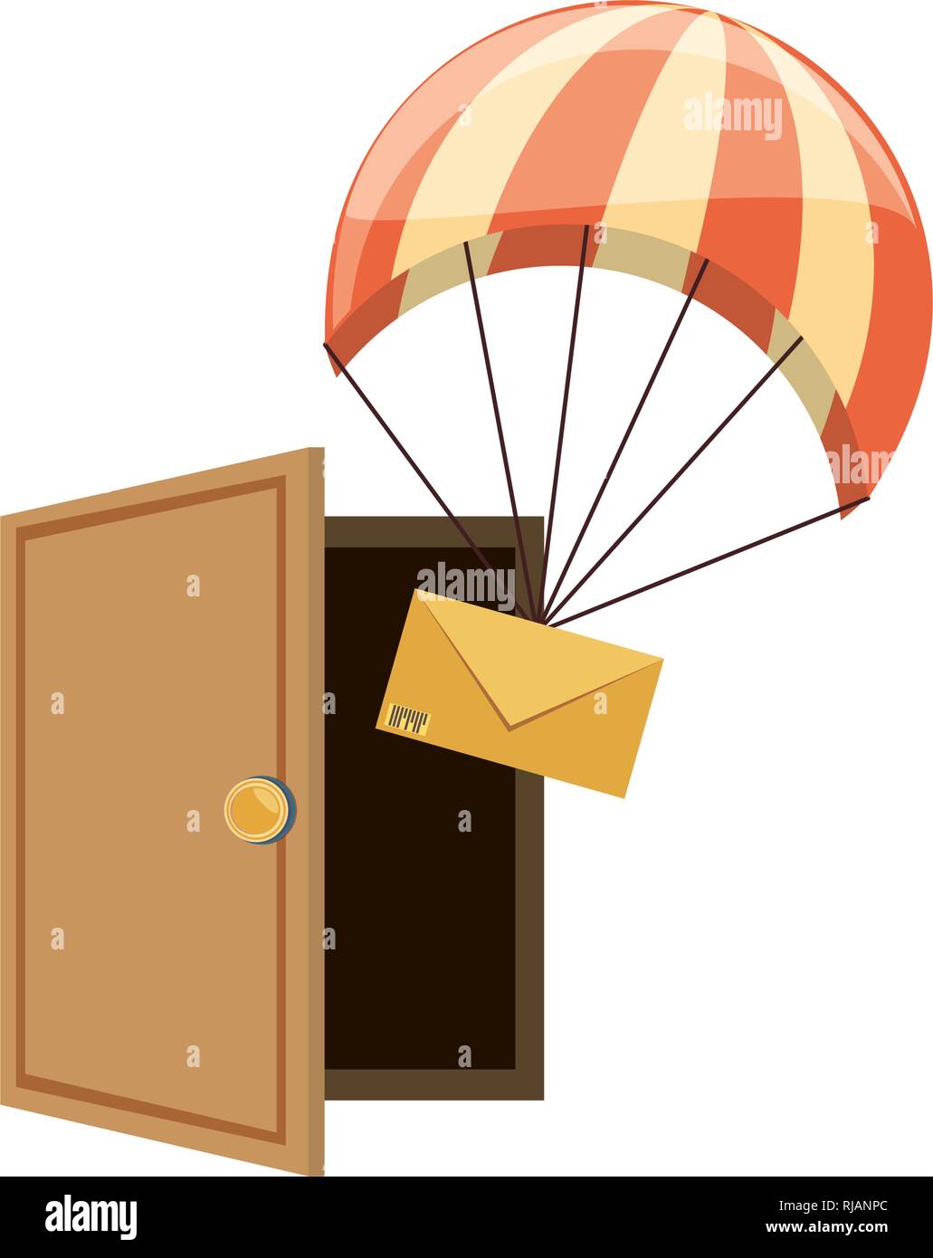 parachute flying with envelope delivery service vector illustration design Stock Vector