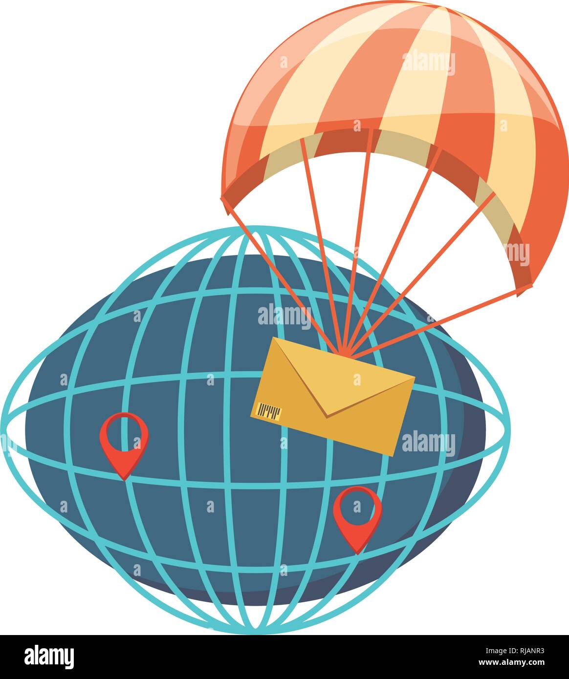 parachute flying with envelope delivery service vector illustration design Stock Vector