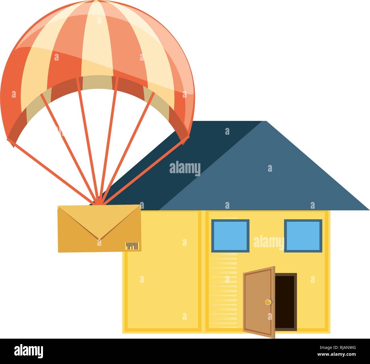 parachute flying with envelope delivery service vector illustration design Stock Vector