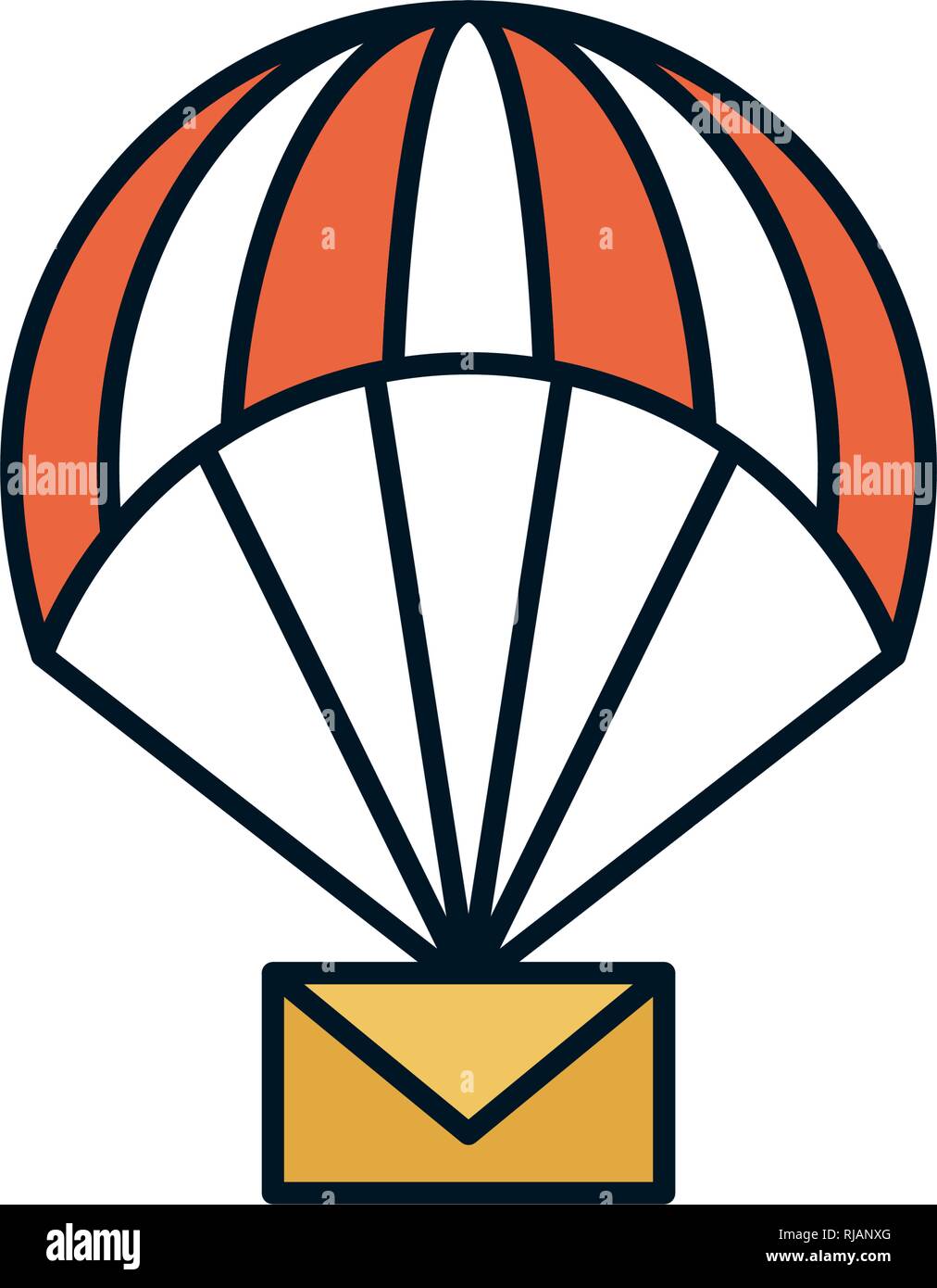 parachute flying with envelope delivery service vector illustration design Stock Vector