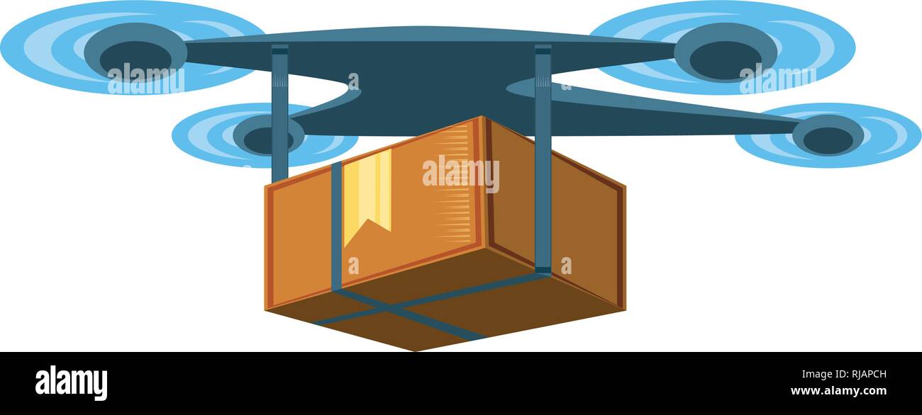 drone technology with box carton vector illustration design Stock ...