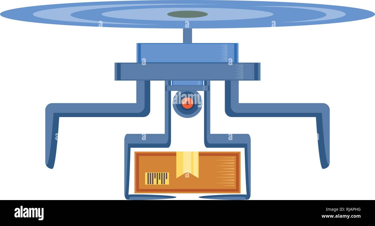 drone technology with box carton vector illustration design Stock ...