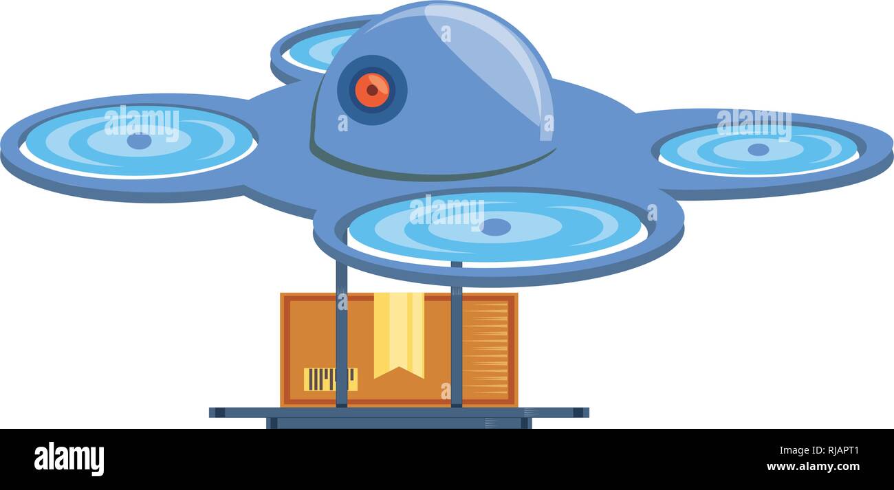drone technology with box carton vector illustration design Stock ...
