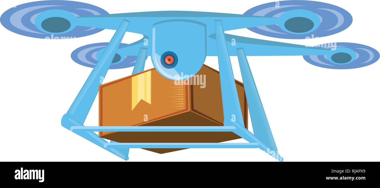 drone technology with box carton vector illustration design Stock ...