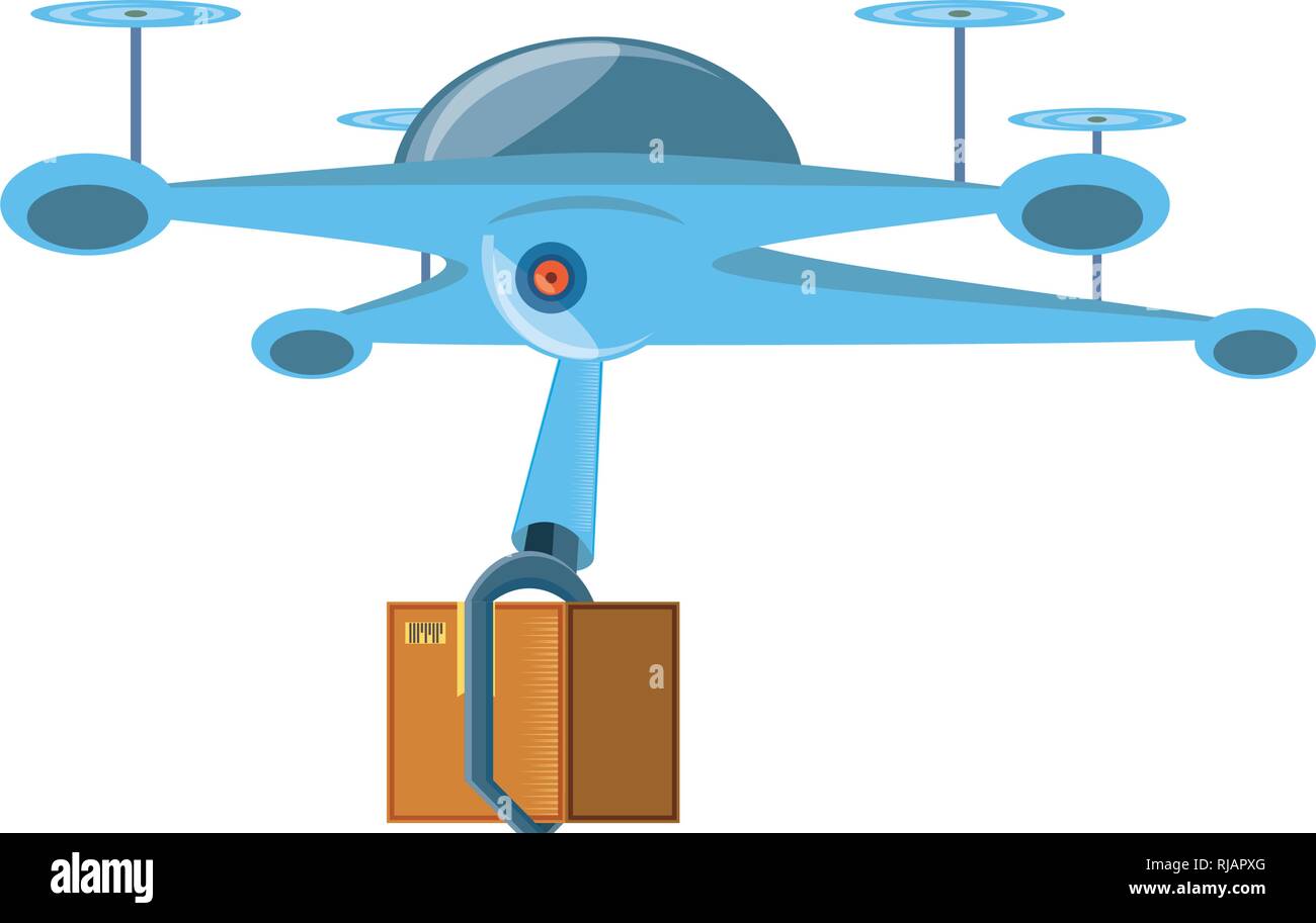 drone technology with box carton vector illustration design Stock ...