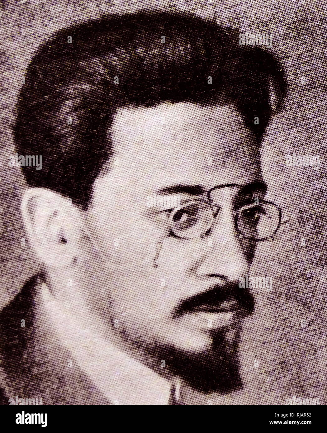 Yaakov Sverdlov (1885 – 1919); Bolshevik party administrator and chairman of the All-Russian Central Executive Committee. After the 1917 February Revolution Sverdlov returned to Petrograd from exile and was re-elected to the Central Committee of the Communist Party. He played an important role in planning the October Revolution. A number of sources claim that Sverdlov played a major role in the execution of Tsar Nicholas II and his family on 17 July 1918. He is buried in the Kremlin Wall Necropolis, in Moscow. Stock Photo