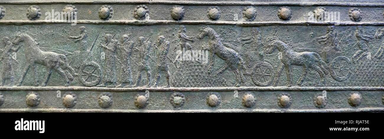 Relief cast in a Bronze band from the Balawat Gates. Balawat (ancient ...