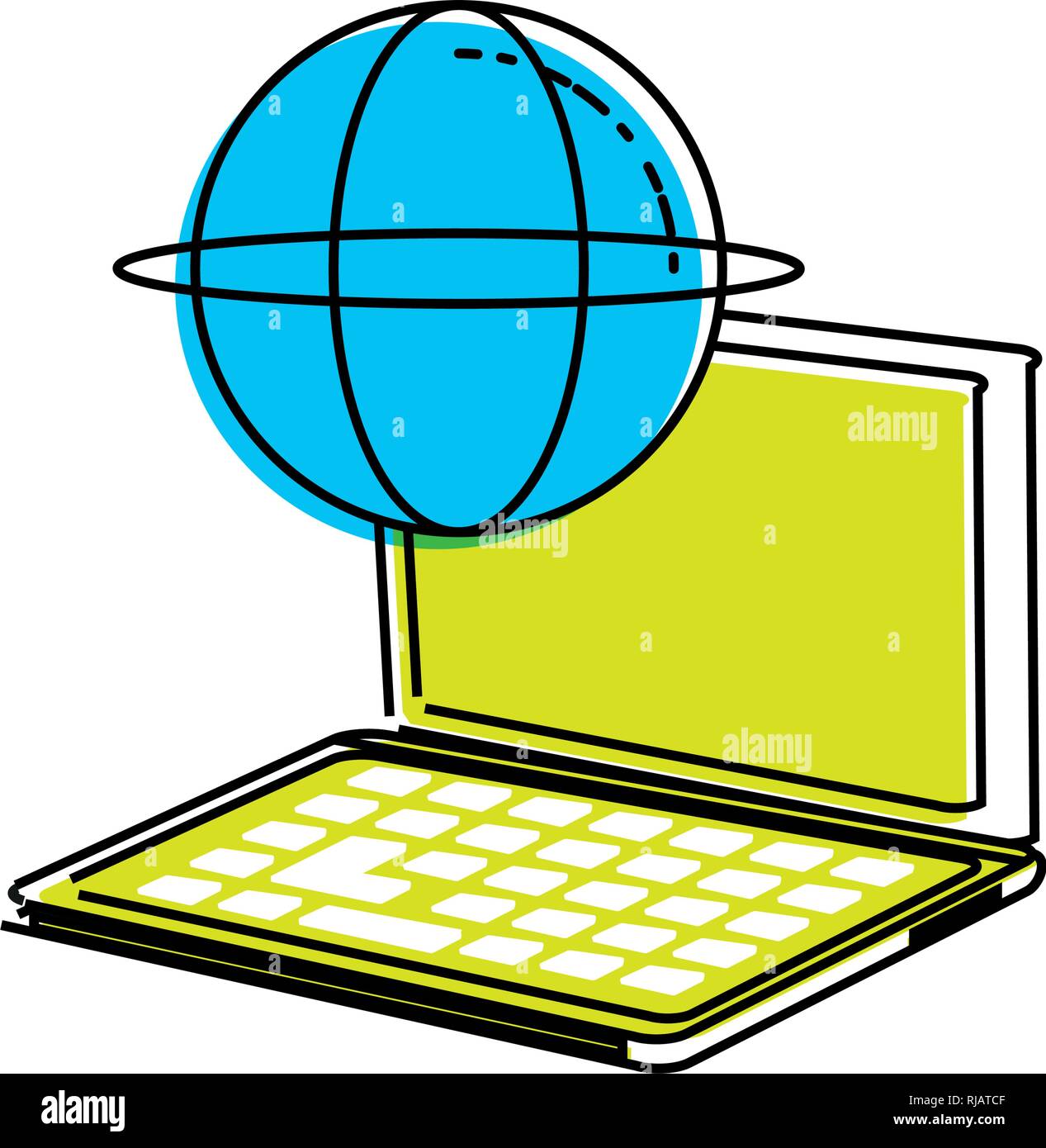 laptop computer with sphere browser vector illustration design Stock ...