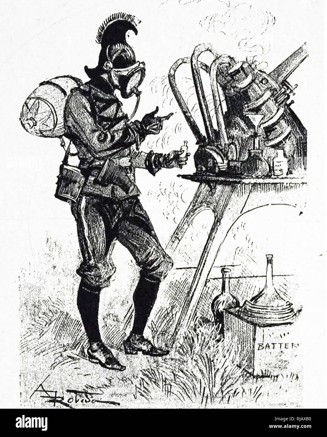 An engraving depicting an author's idea of warfare corps in the 1950s: a  lieutenant in the chemical warfare corps. Dated 19th century Stock Photo -  Alamy, image size:1043x1390