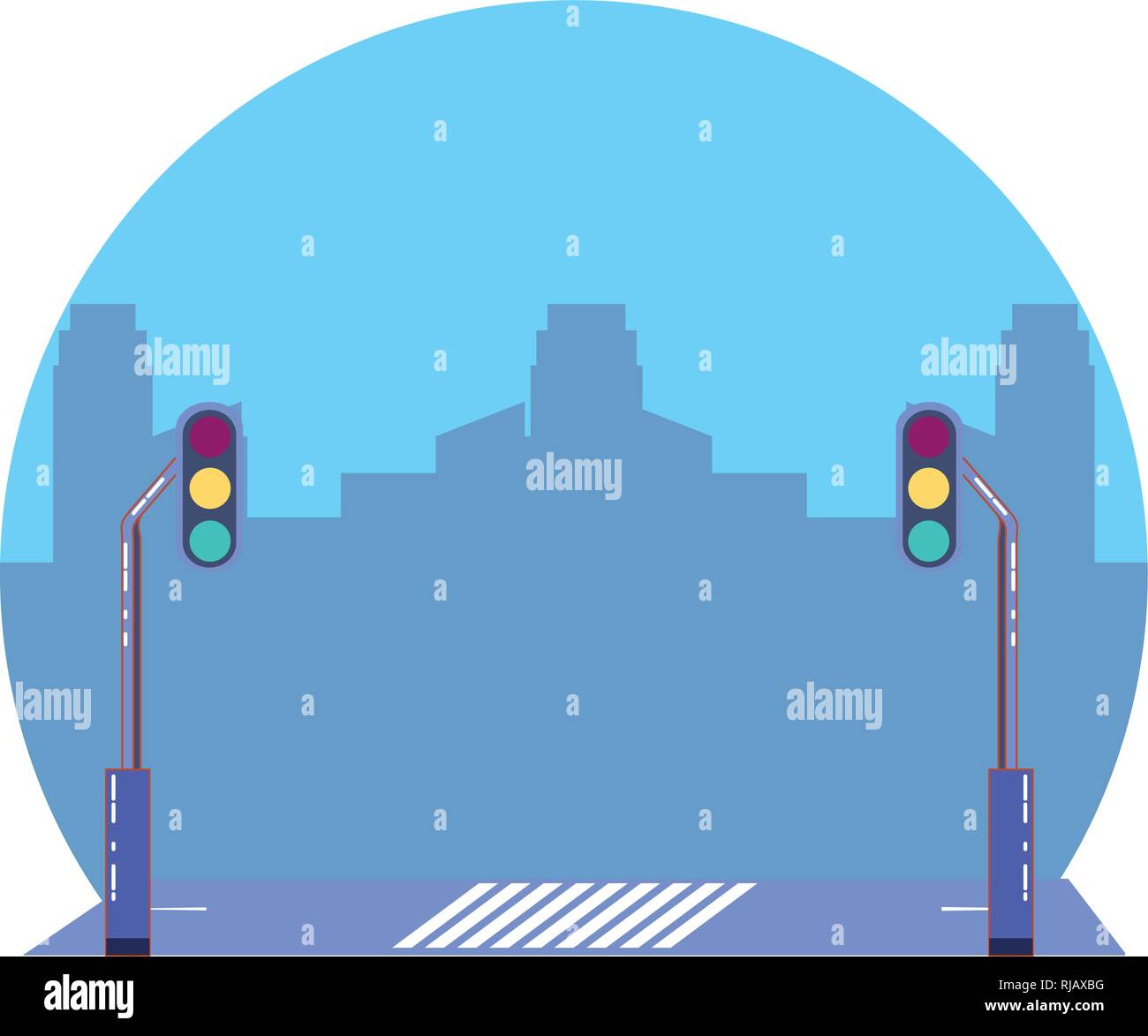 city road with traffic light scene icon vector illustration design ...