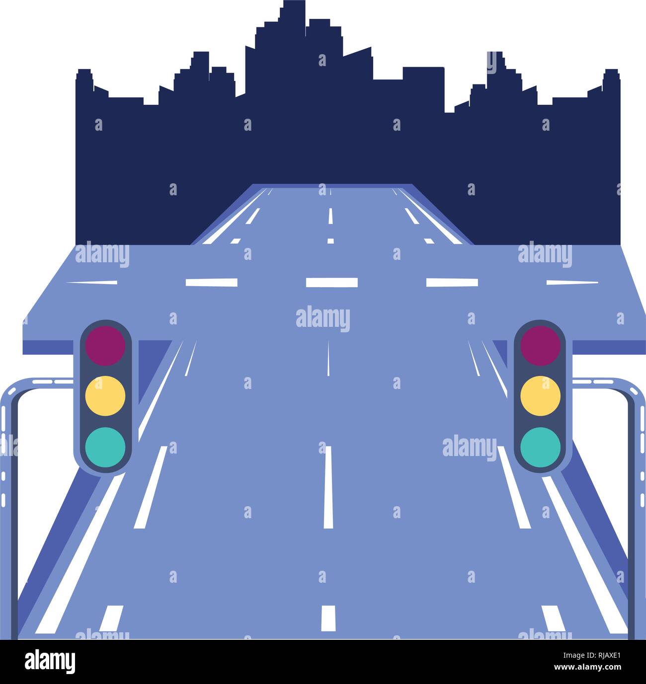 city road with traffic light scene icon vector illustration design ...