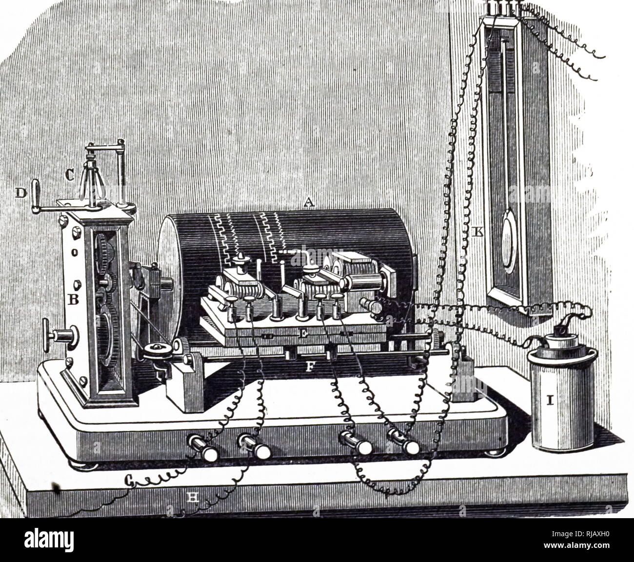 An engraving depicting an electric chronograph. The record was traced ...