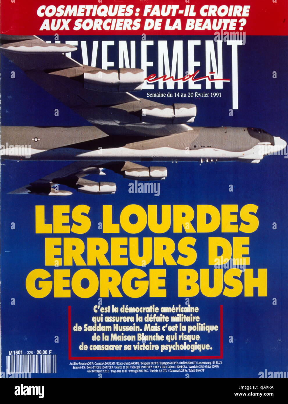 1991 French Magazine cover from 'L'Evenement' Depicting the American campaign in the Gulf War Stock Photo