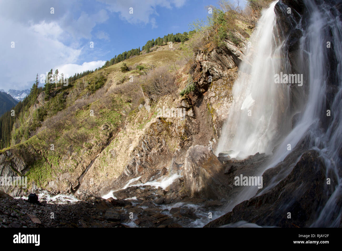 Wasserfall am Faselfadbach, Verwall Gruppe, Tirol, Österreich. Stock Photo