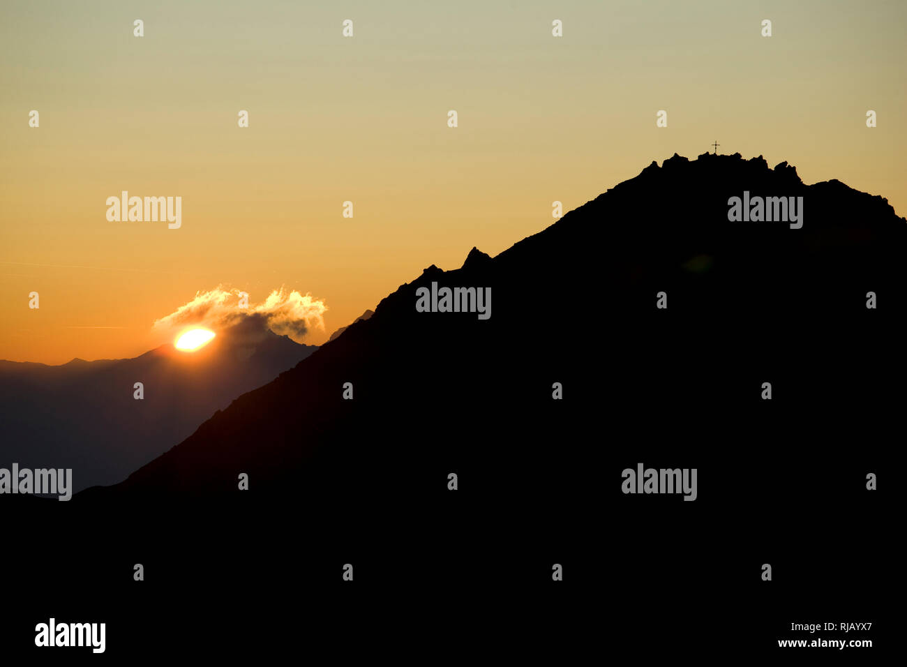 Morgenstimmung über der Kalkwand, Stubaier Alpen, Tirol, Österreich. Stock Photo
