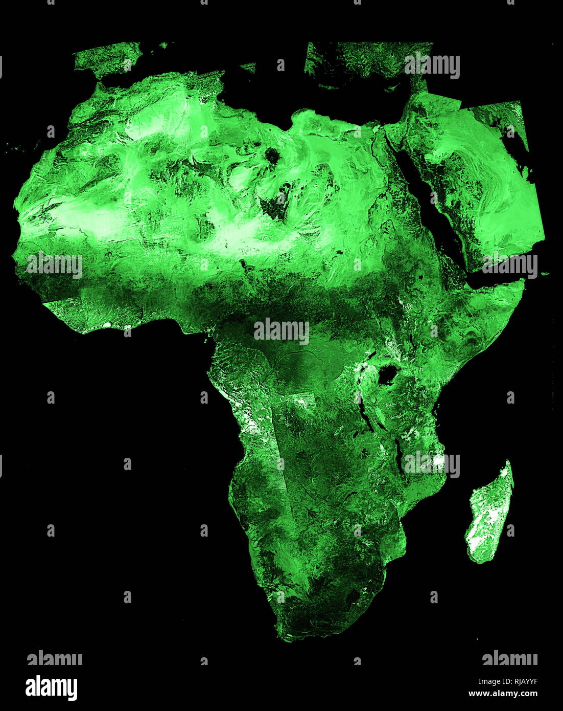 Photo mosaic of African Continent without cloud cover. Circa 2000 Stock Photo