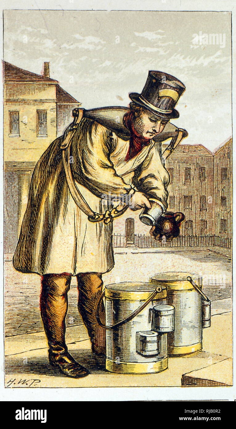 The water Seller, London street worker, Illustration, 1875 Stock Photo