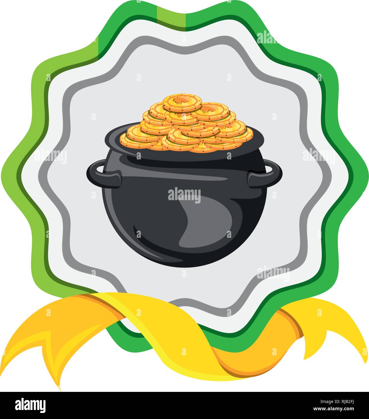 seal with leprechaun cauldron and coins vector illustration design ...