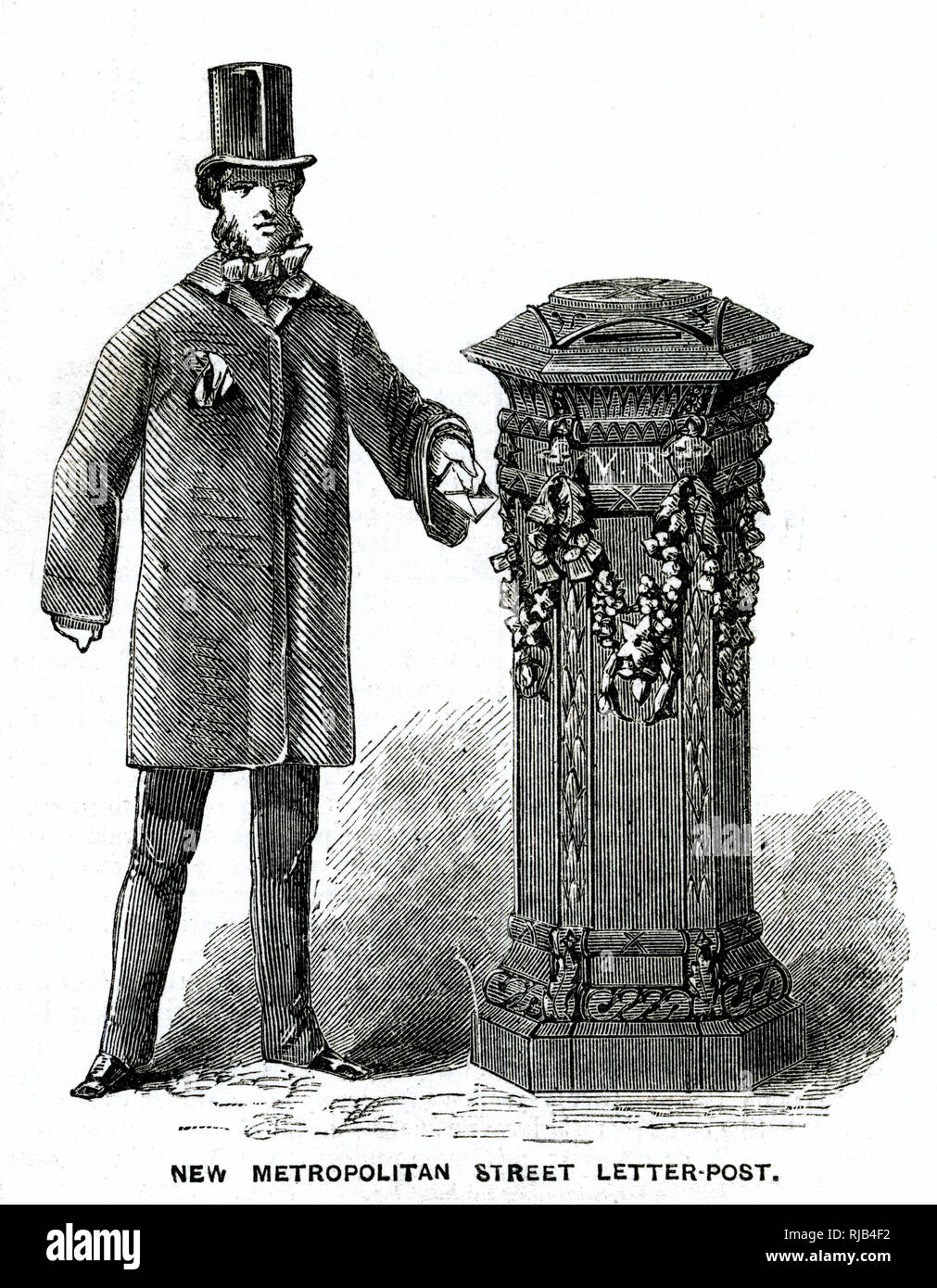 New public pillar post box 1857 Stock Photo
