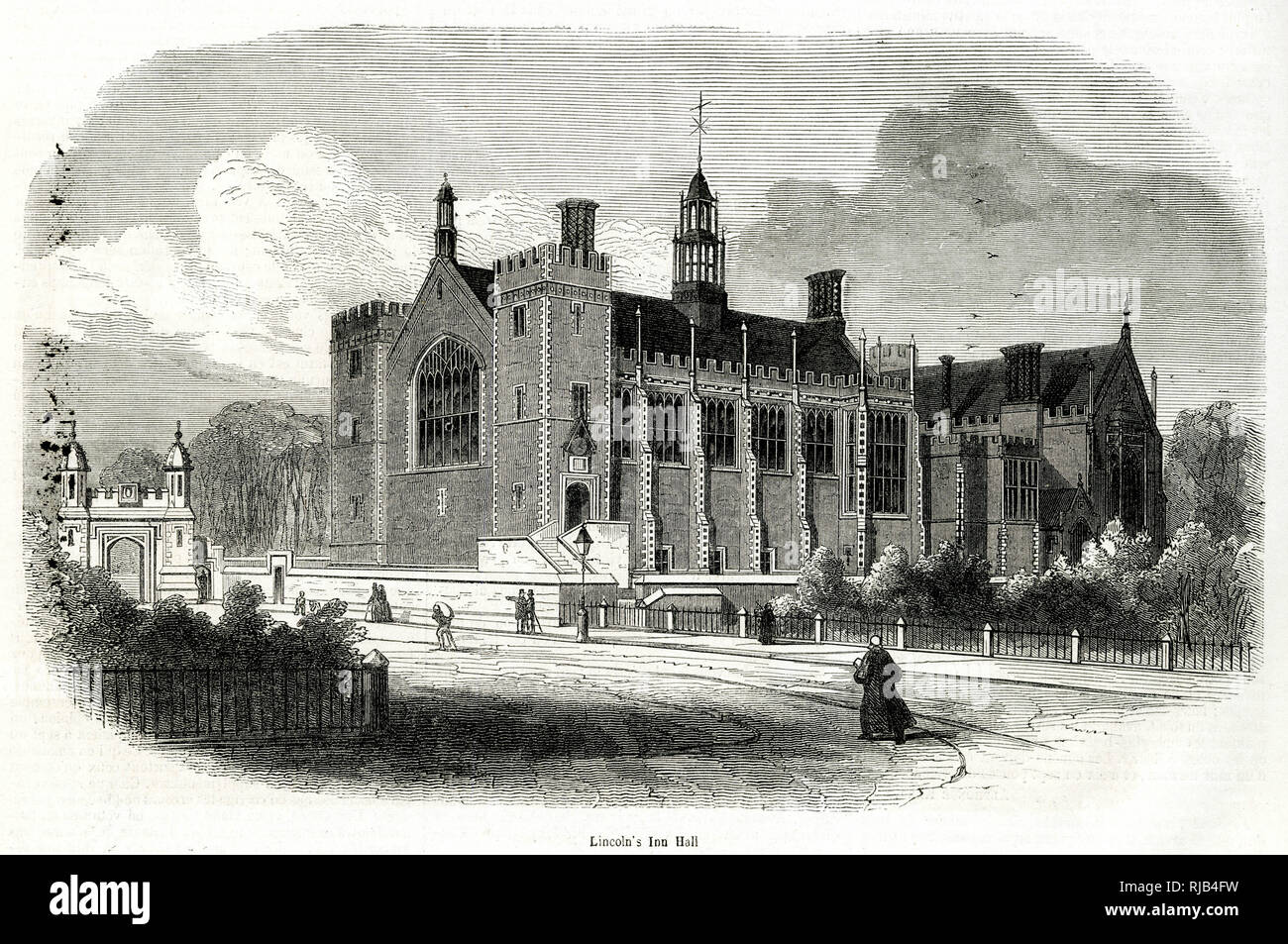 Lincoln's Inn Hall & Library 1850 Stock Photo