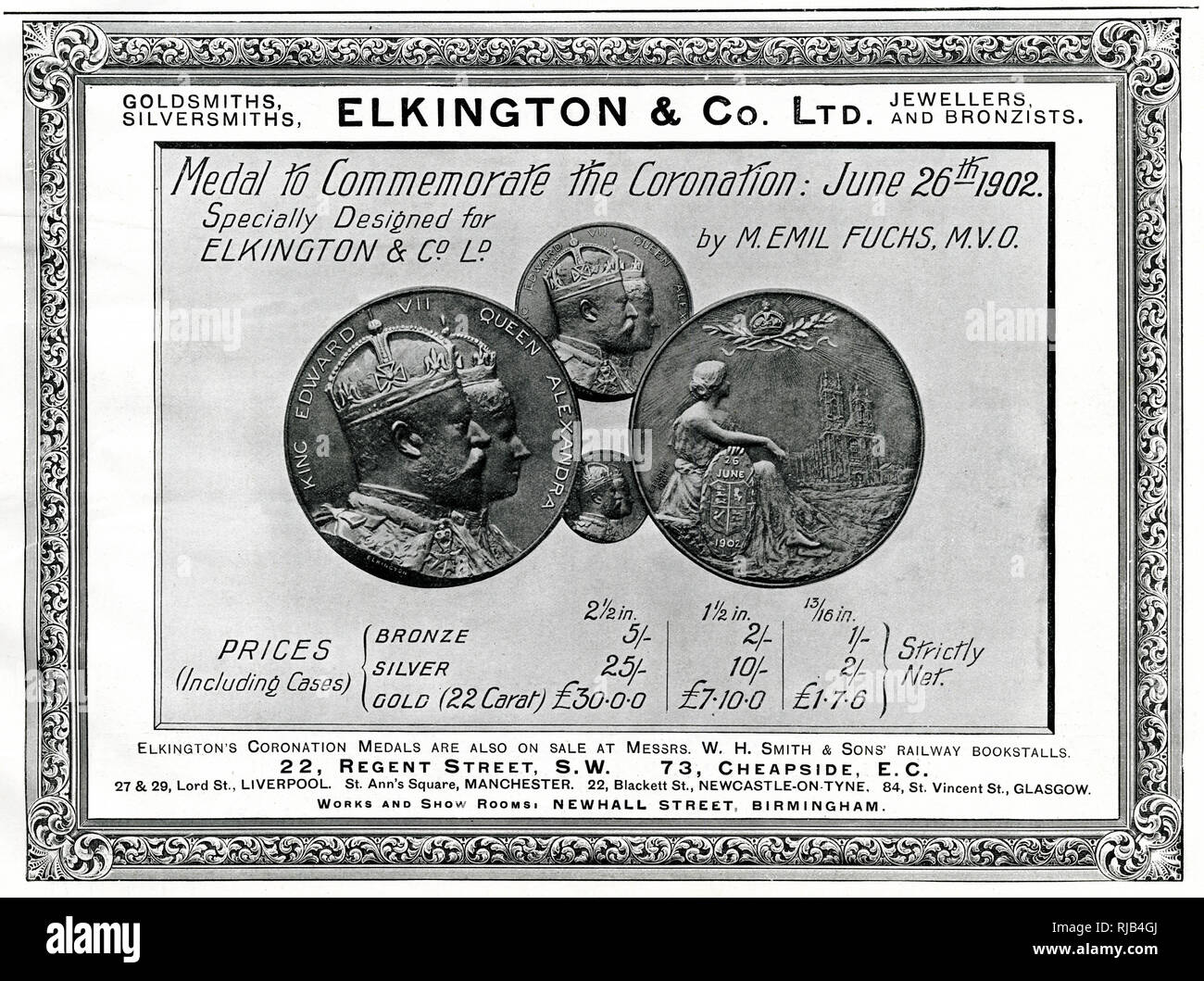 Advert for Elkington & Co - Original date coins June 1902 Stock Photo