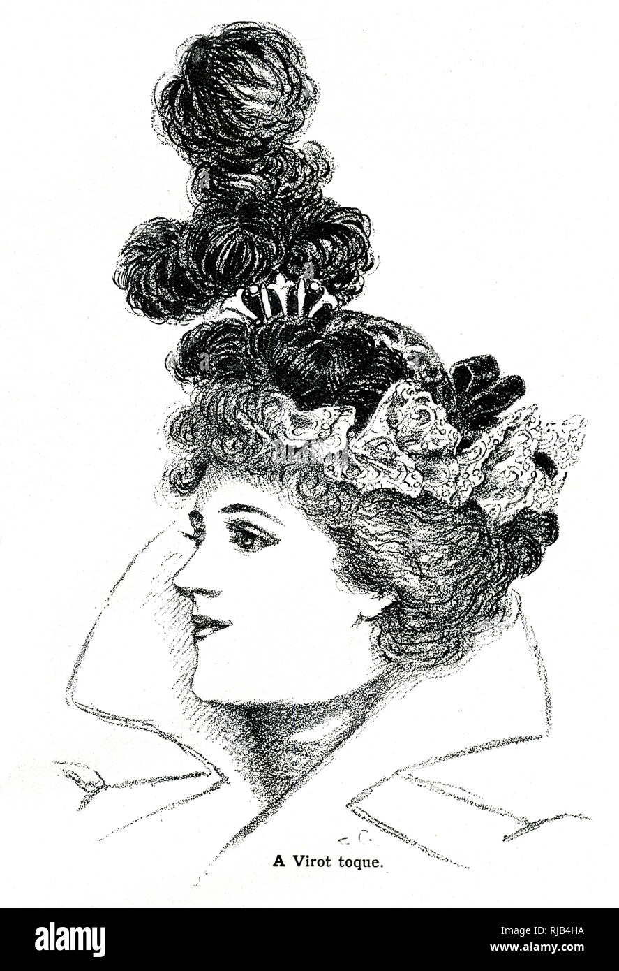 Woman wearing a virot hat 1897 Stock Photo