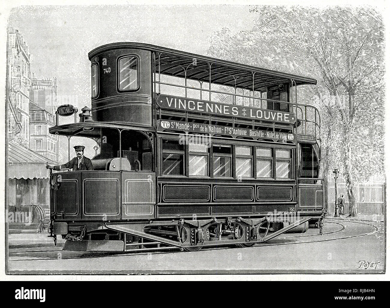 Purrey steam tram in Paris, France 1903 Stock Photo