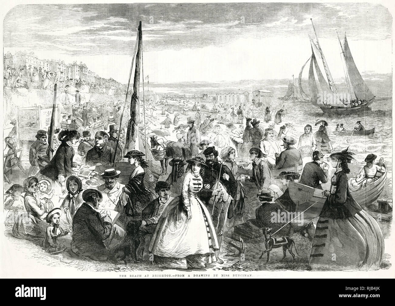 Beach at Brighton 1859 Stock Photo