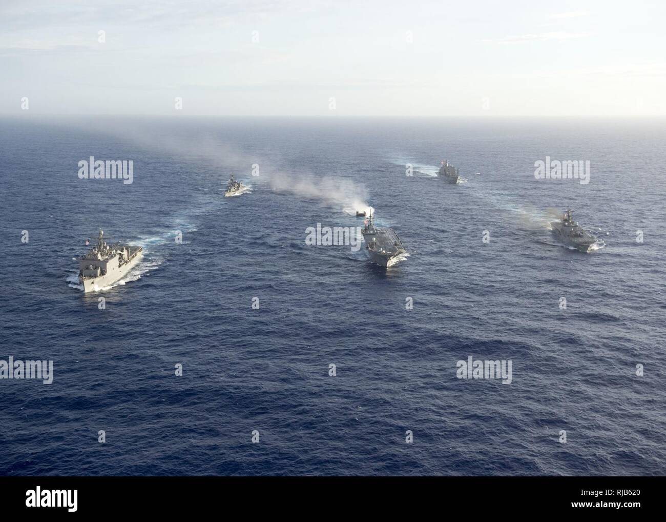 PACIFIC OCEAN (Nov. 6, 2016) - Ships participating in Keen Sword 2017 steam in  formation during a photo exercise. Keen Sword 17 is a joint and bilateral field training exercise (FTX) between U.S. and Japanese forces meant to increase readiness and interoperability within the framework of the U.S. – Japan alliance. Stock Photo