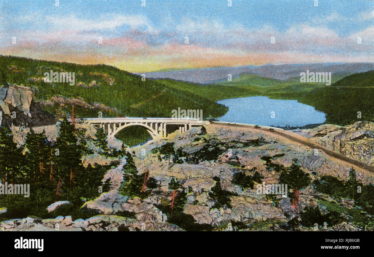 Donner memorial Bridge, Donner Lake, California, USA Stock Photo