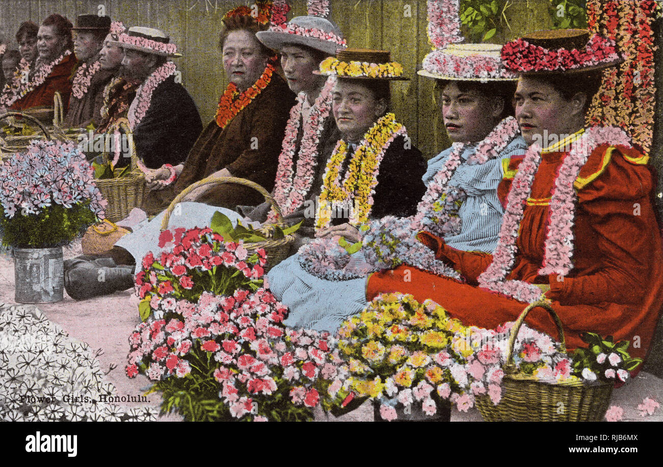 Honolulu, Hawaii, USA - Flower Sellers. Stock Photo