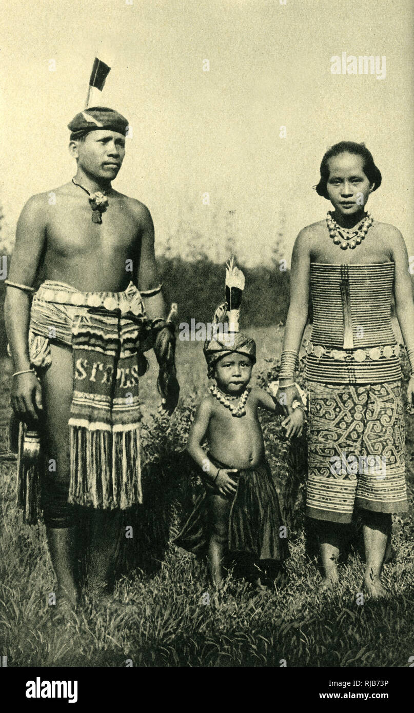 Sea Dayak family, Borneo, SE Asia Stock Photo
