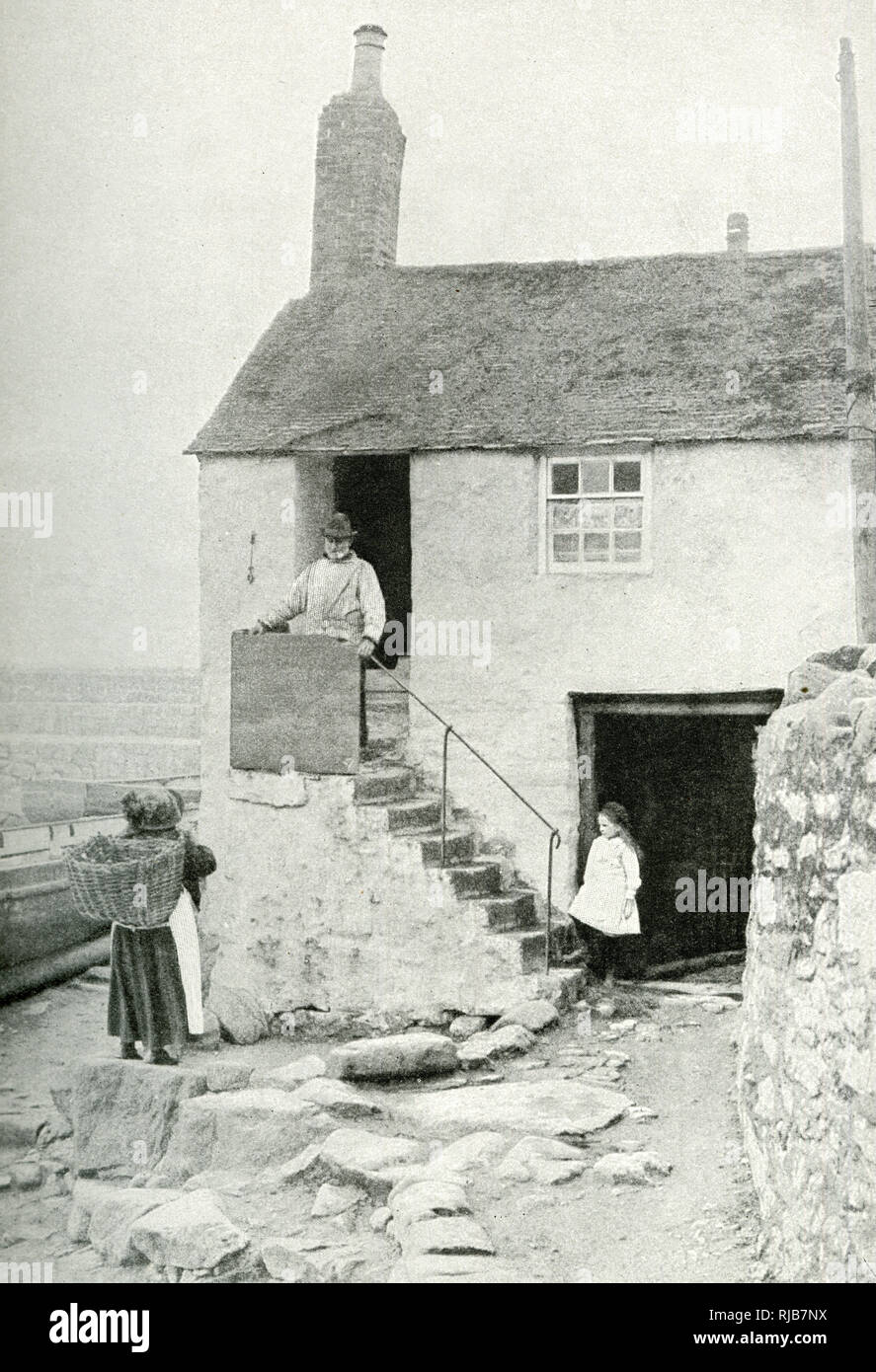 Fisherman S Cottage At Mousehole Cornwall England His Boat Can