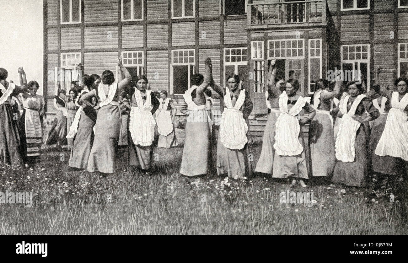 Women students at agricultural school, Republic of Estonia Stock Photo