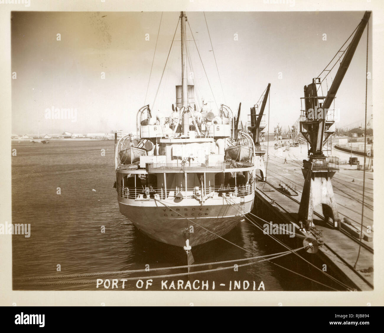 SS Varsova in Port of Karachi, British India Stock Photo