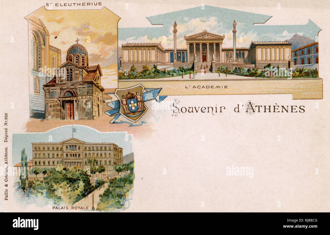 Souvenir card of Athens, Greece Stock Photo