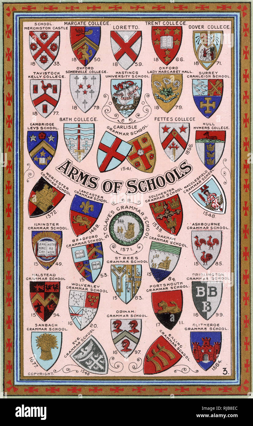 Coats of Arms for Schools and Colleges, including Oxford and Cambridge, public schools and