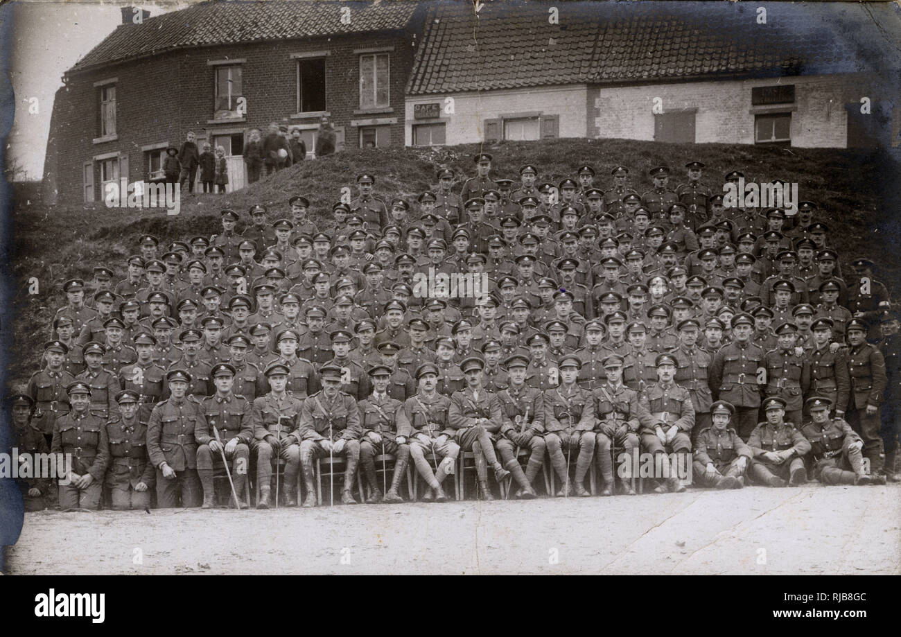 Group photo, Worcestershire Regiment, Somme, France, WW1 Stock Photo