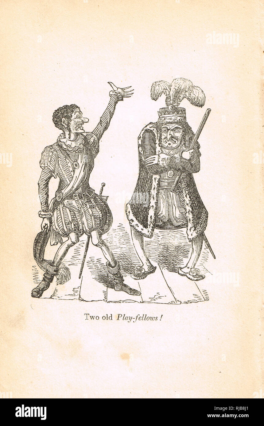 Two old Play-fellows. Georgian humour from the Comic offering, or Ladies' melange of literary mirth of 1834 Stock Photo