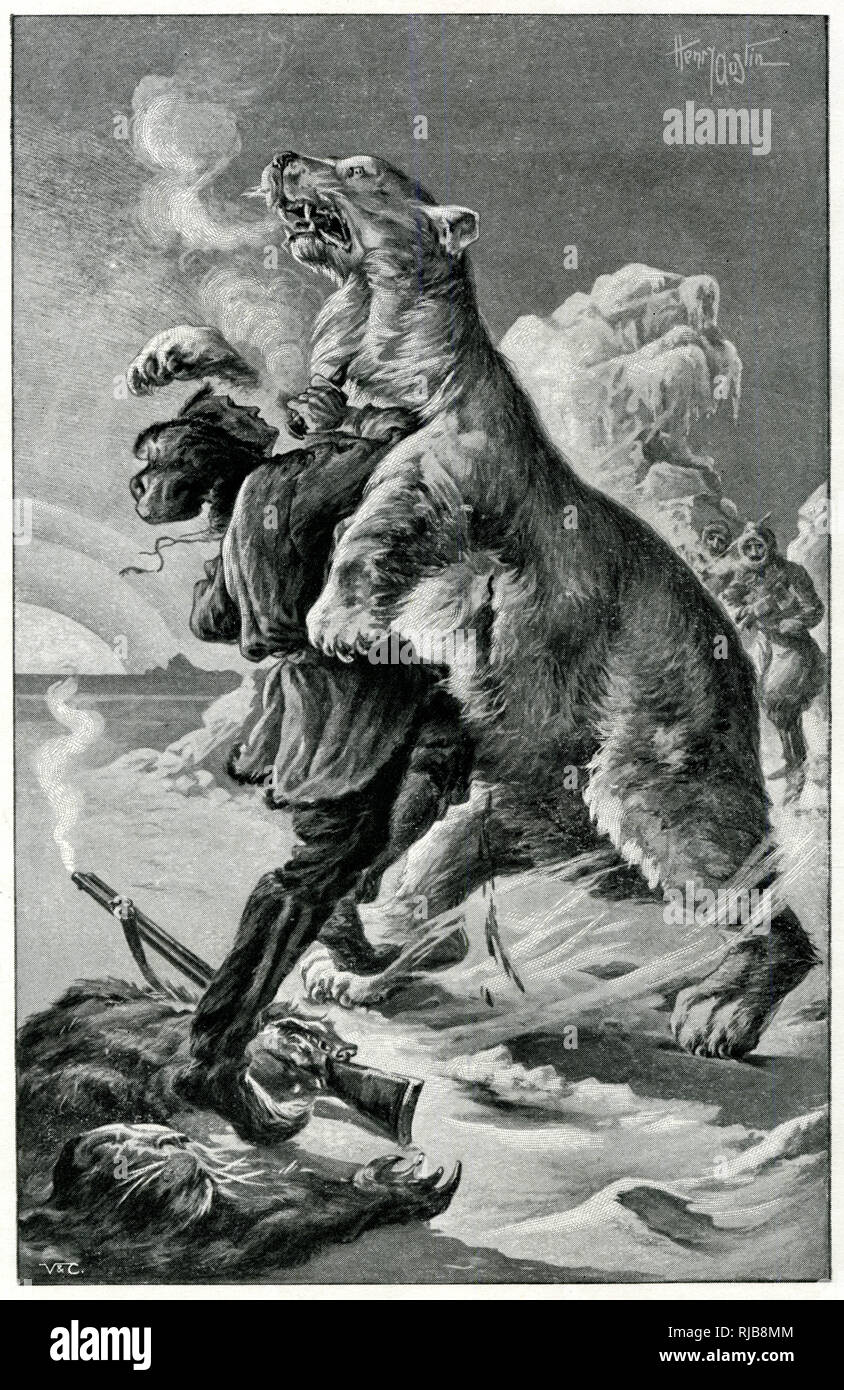 Frontispiece illustration, The Ice Desert, by Jules Verne Stock Photo