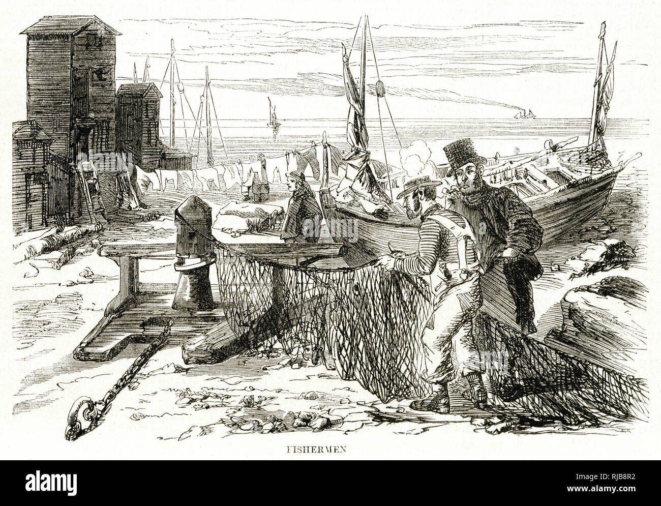 Hastings - fishermen 1857 Stock Photo
