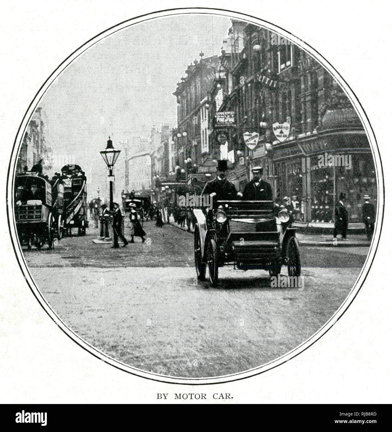 Motor car in a London street 1900 Stock Photo