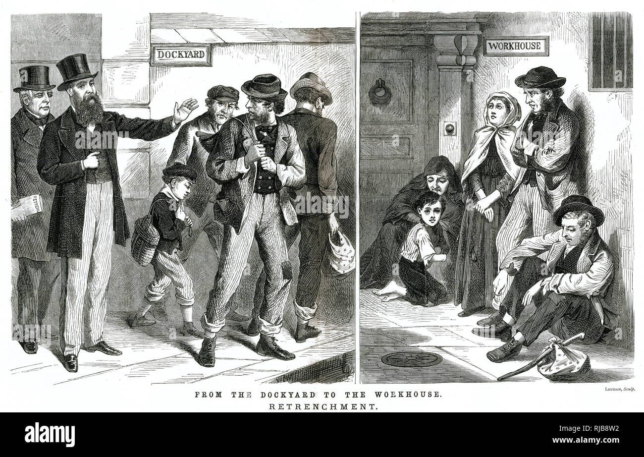 Cartoon, Retrenchment, From the Dockyard to the Workhouse Stock Photo