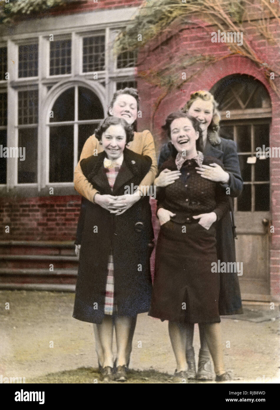 Friendship - four girls, 1940s Stock Photo