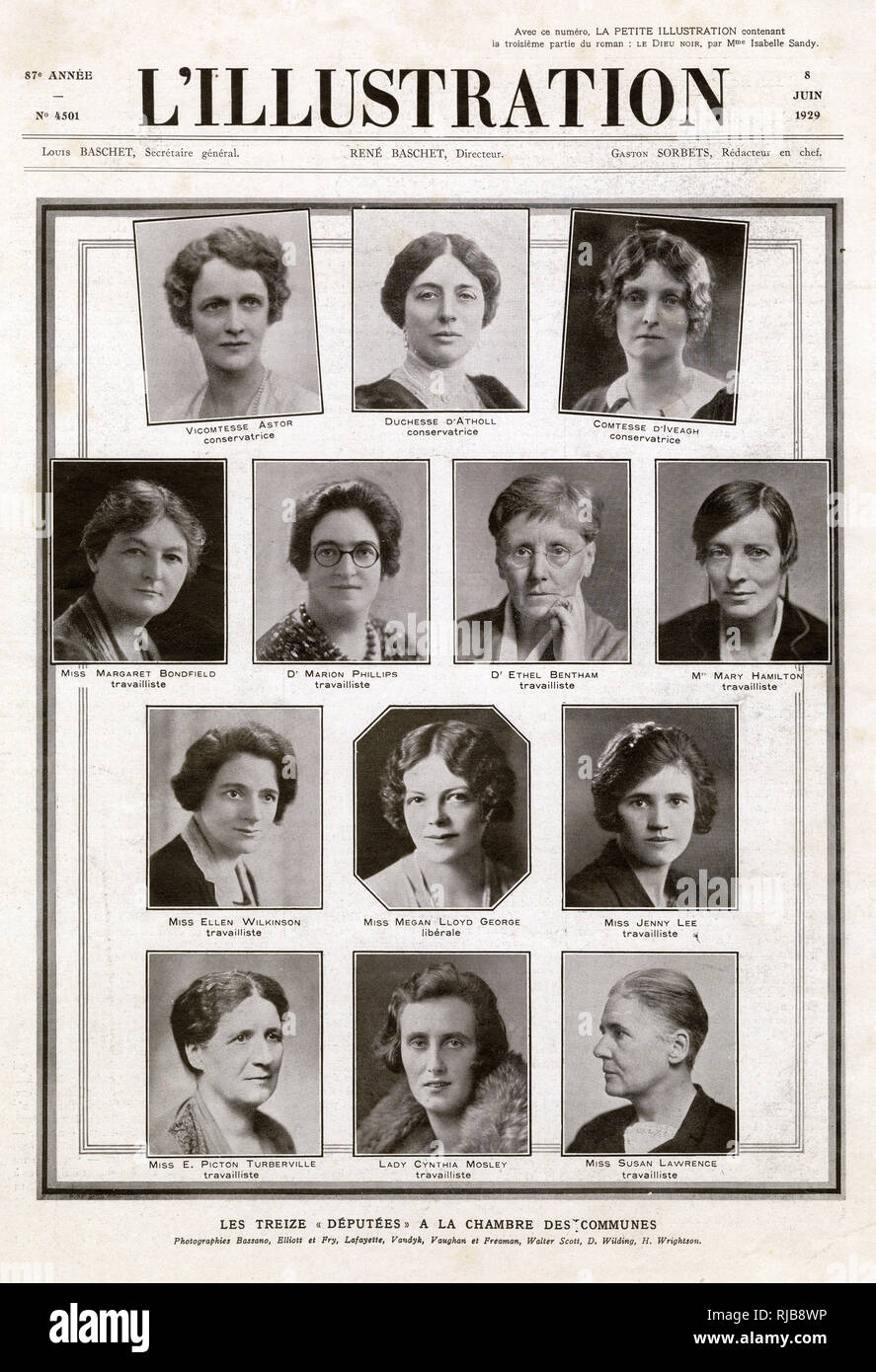 Women Members of Parliament - 1929 Stock Photo