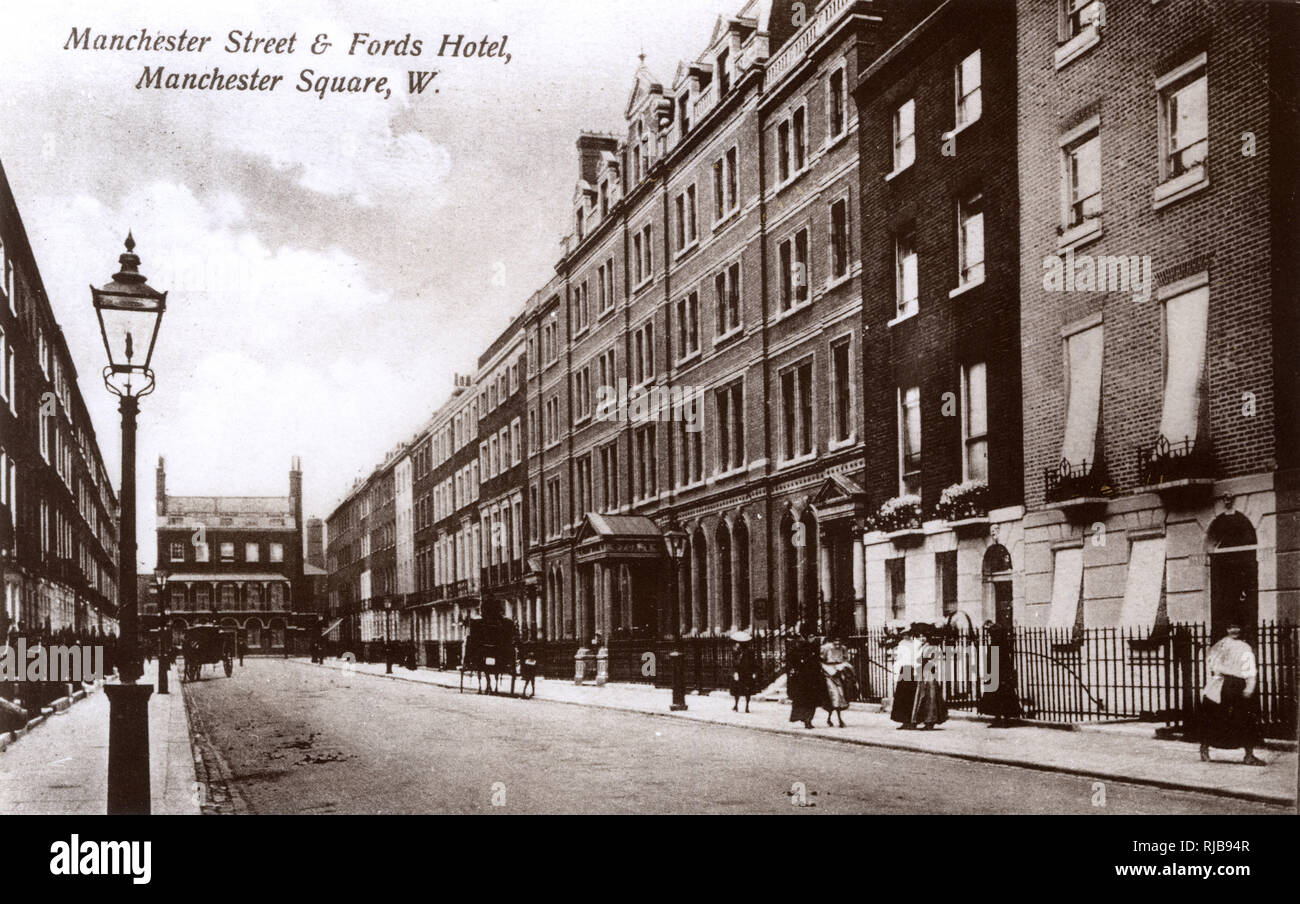 Manchester Street, Manchester Square, London, with Fords Hotel on the right. Stock Photo