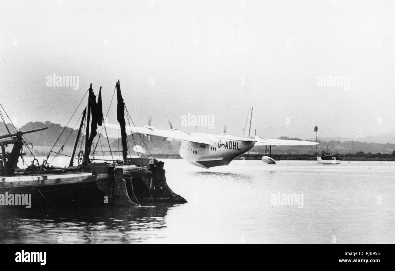 Short Empire flying boat Canopus on the Medway, Kent Stock Photo
