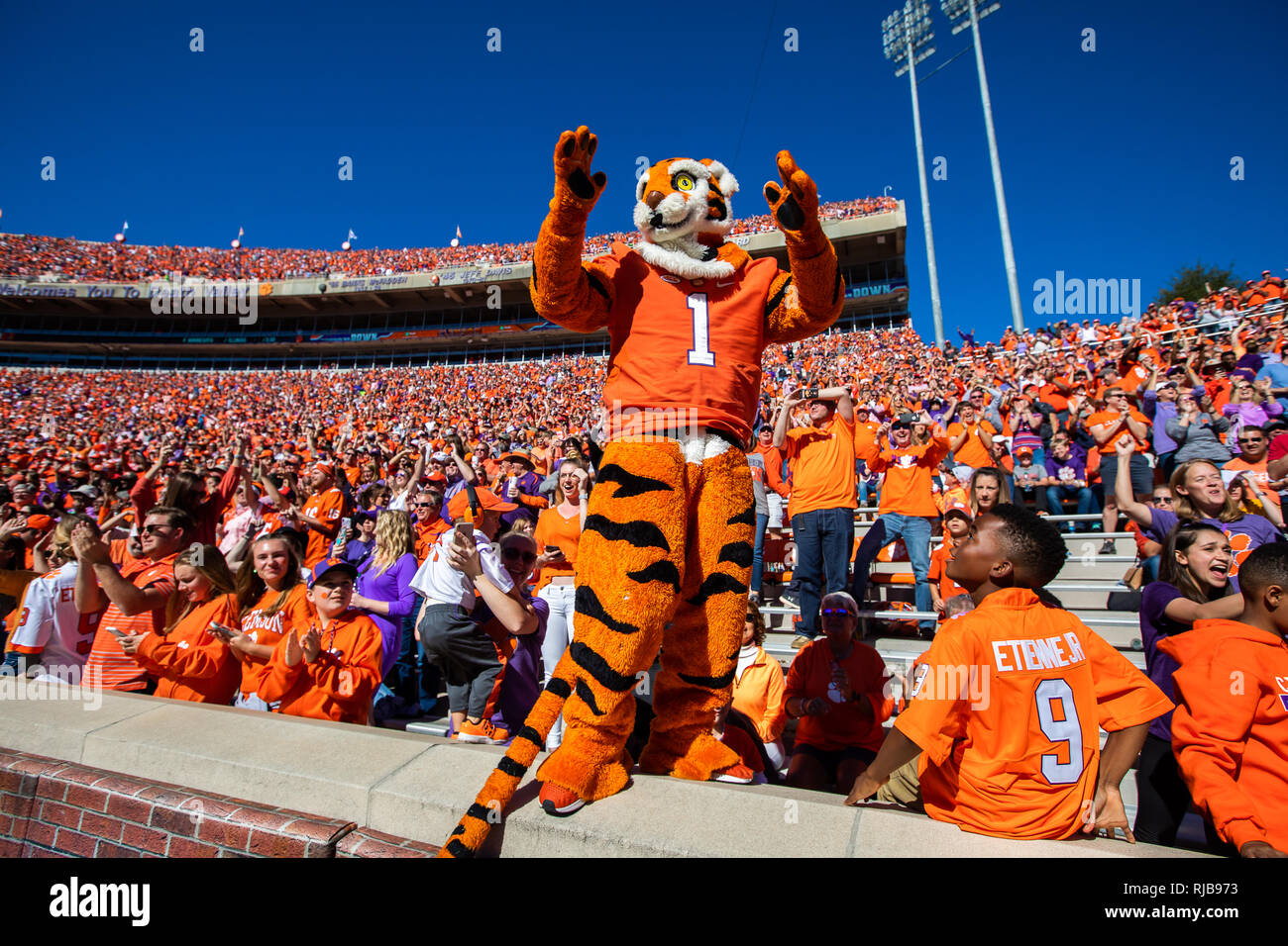 Clemson University mascot The Tiger during football weekend at Memorial